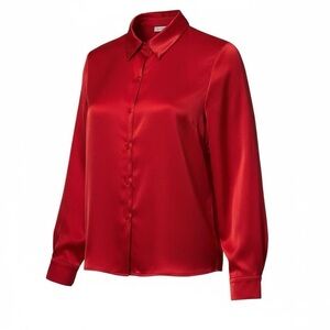 Elegant Red Satin Women's Top